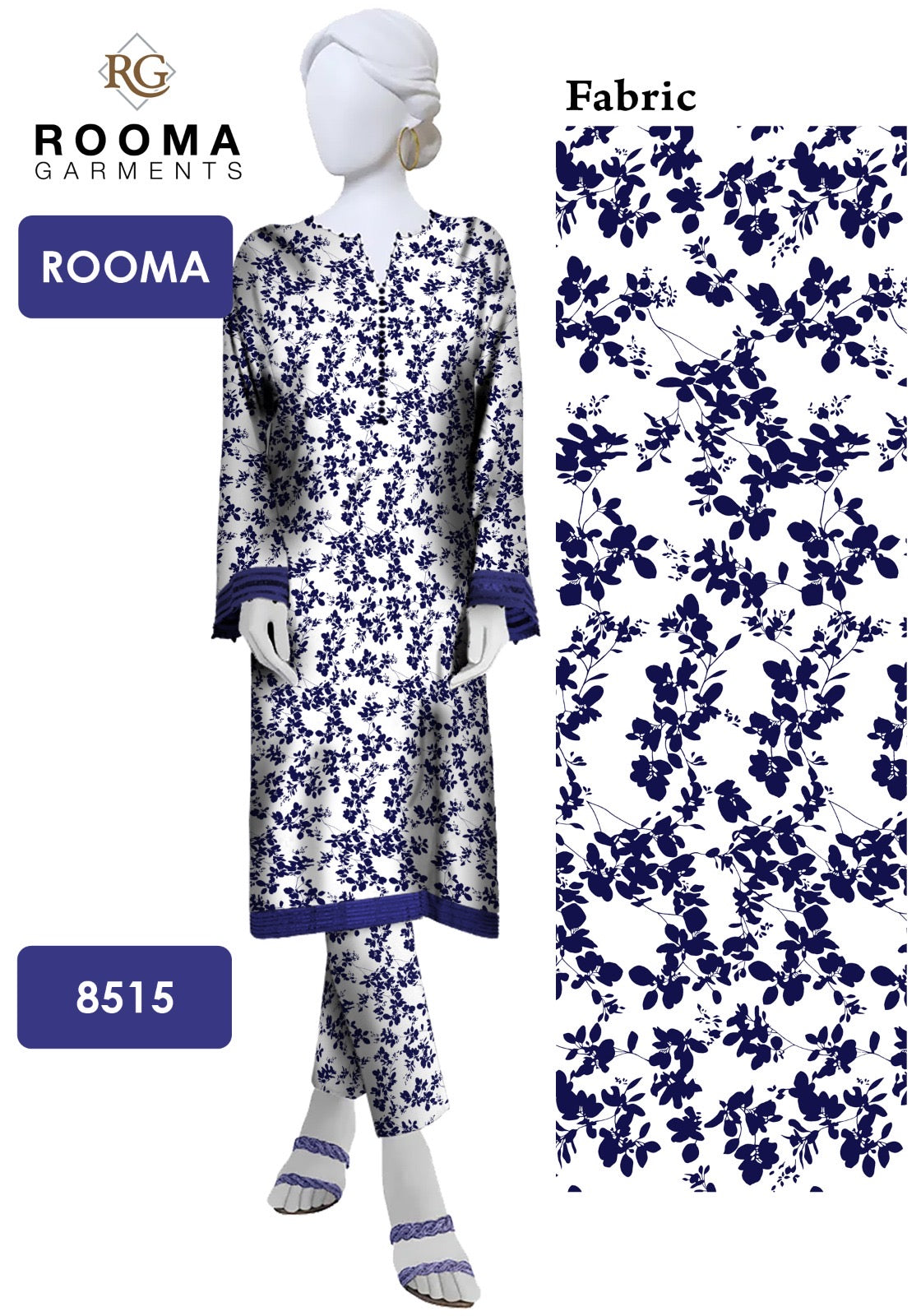 50% OFF Cotton Lawn 2 piece Suit Unstitched Suit