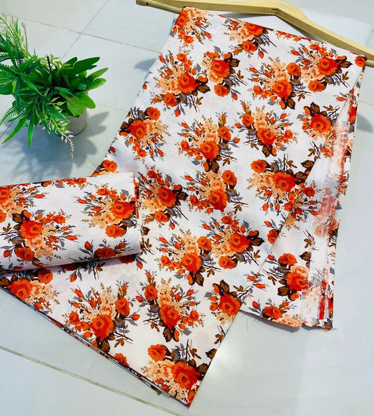 50% OFF Cotton Lawn 2 piece Suit Unstitched Suit
