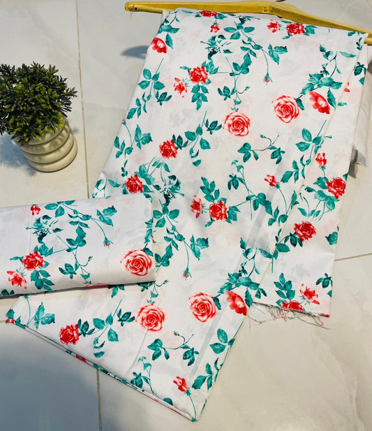 50% OFF Cotton Lawn 2 piece Suit Unstitched Suit