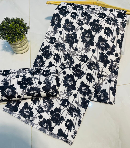 50% OFF Cotton Lawn 2 piece Suit Unstitched Suit